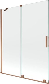 Mexen Velar, 2 szárnyas eltolható kádparaván 140 x 150 cm, 8mm átlátszó üveg, rózsaszín arany, 896-140-000-01-60