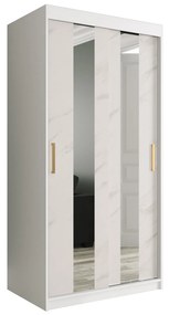 Ruhásszekrény 100 cm Marbelo P (matt fehér + fehér márvány). 1064512