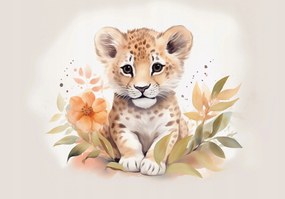 Fotótapéta Gyerekeknek aranyos állatok Oroszlán tigris +ragasztó 312 x 219