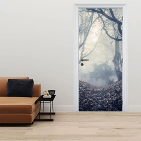 Fotótapéta ajtóra - Erdő a ködben (95x205cm)