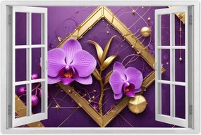 Poszterek 120x80 Lila orchideák és arany