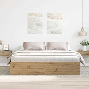 kézműves tölgy szerelt fa ágykeret matrac nélkül 200x200 cm