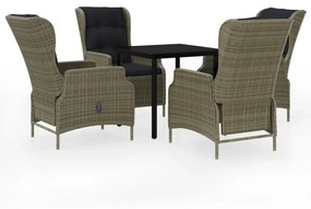 vidaXL 5 részes barna kerti étkezőgarnitúra