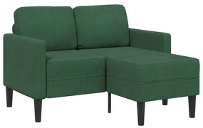 sötét zöld vászon 2 üléses kanapé L-alakú kanapéval 125 cm
