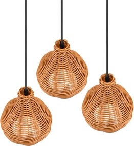 Reality - SPROUT kábeles függőlámpa 3xE14/40W/230V barna/rattan