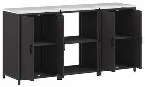 Konyhai Tároló Készlet polcokkal 3 pcs Fekete 180 x 50 x 92 cm