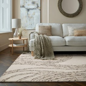Barna-krémszínű gyapjú szőnyeg 160x230 cm Abstract Swirl – Flair Rugs