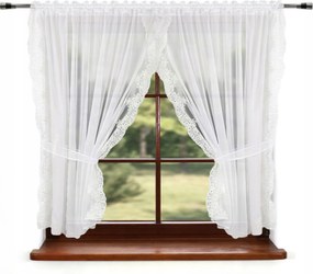 Függöny Kész Fehér Hímzés Fátyol Napellenző 400 x 155