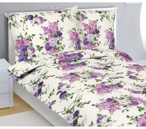 Bellatex Rózsa pamut ágyneműhuzat lila, 140 x 200 cm, 70 x 90 cm, 140 x 200 cm, 70 x 90 cm