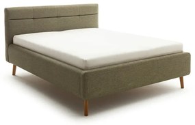Zöld kárpitozott ágyneműtartós franciaágy ágyráccsal 140x200 cm Lotte – Meise Möbel