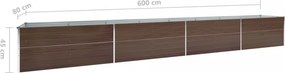barna horganyzott acél kerti magaságyás 600 x 80 x 45 cm