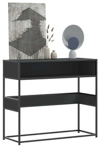 fekete szerelt fa tálalóasztal 90x35x80 cm