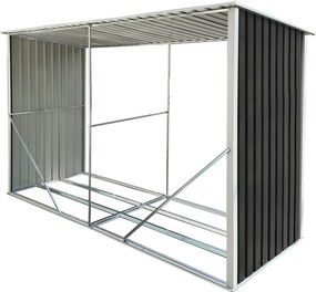 Tűzifa tároló, antracit/fehér, 302x121,5x191 cm, DARYL TYP 3