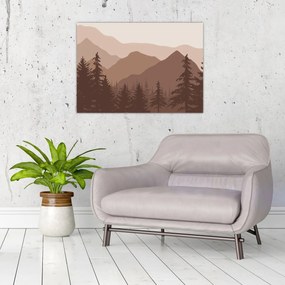 Üveg kép - Barna hegyek N⁰2 (70x50 cm)