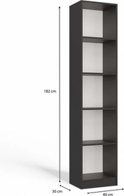 Aldabra R40 polcos szekrény, 40x182x30 cm, antracit