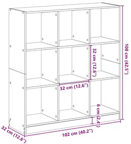 betonszürke szerelt fa könyvespolc 102 x 32 x 108 cm