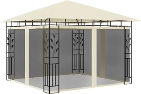 vidaXL krémszínű pavilon szúnyoghálóval 3 x 3 x 2,73 m 180 g/m²