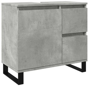 Betonszürke szerelt fa fürdőszobai mosdószekrény 65x33x60 cm