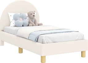 vidaXL Gyerekágy keret fejtámlával Krém 70 x 140 cm Juh Gyapjú