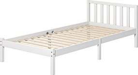 HOMCOM Fa Ágykeret Fejtámlával 90x190 cm-es Matrac számára (nem tartozik hozzá) 120 kg Teherbírás 198x96x70 cm Fehér | Aosom