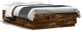 füstös tölgy színű szerelt fa ágykeret LED-del 120 x 200 cm