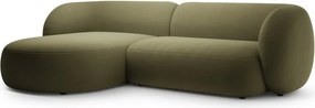 Zöld bársony sarokkanapé (bal oldali-heverő résszel) Kate – Micadoni
