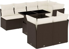 vidaXL 8 részes barna polyrattan kerti ülőgarnitúra párnákkal