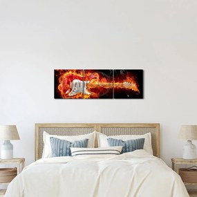 Kép - Gitár a lángokban (órával) (90x30 cm)