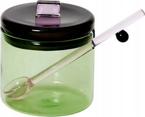 Cukortartó kanállal Areaware Everything Nice Zöld Üveg Cukrászda