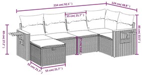 7 részes fekete polyrattan kerti ülőgarnitúra párnával