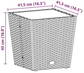 3 részes szürke polyrattan/üveg bisztrógarnitúra párnákkal