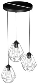 Csillár zsinóron BERGEN 3xE27/60W/230V fekete/fényes króm