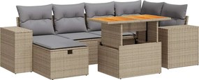 vidaXL 8 részes bézs polyrattan akácfa kerti ülőgarnitúra párnával