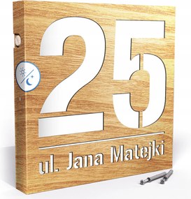 Megvilágított Házszám Led Címtábla 30X30 cm Szürkület Érzékelő