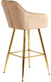 Bézs Bársony Bárszék Aranyszínű Lábbal. SALEM