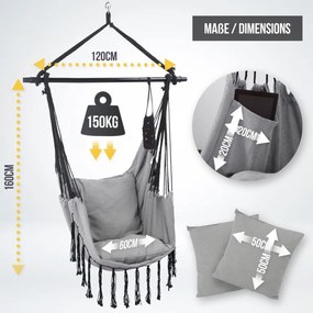 MIADOMODO Függő hintaszék kintre-bentre szürke