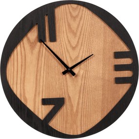 Falióra 45 cm átmérő, fém és MDF, kőris furnérral