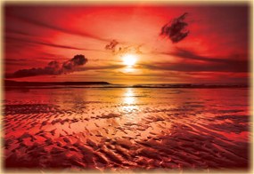 Fotótapéta Naplemente tenger homok hullámok színek vinil 368x254 +ragasztó