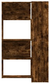 4 szintes füstös tölgy szerelt fa sarokkönyvespolc 85x85x140cm