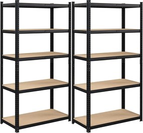 Nagy teherbírású tárolópolc szett (2 db), fekete