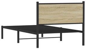 sonoma tölgy színű fém ágykeret matrac nélkül 100 x 200 cm