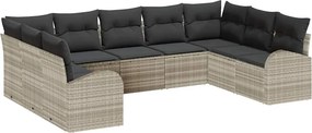 vidaXL Kanapé Szett párnával Világosszürke Poly Rattan