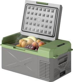 Outsunny 16,3 Literes Kompresszoros Hűtő Elektromos Hűtő ECO Mód Hűtési Funkcióval Fagyasztó Doboz Thermobox Mini Hűtőszekrény 12/220 Volt Autós Csatl