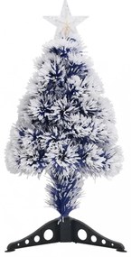 fehér és kék száloptikás megvilágított műkarácsonyfa 64 cm