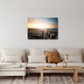 Naplemente képe a város felett (üvegen) (70x50 cm)