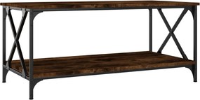 vidaXL füstös tölgy szerelt fa és vas dohányzóasztal 100 x 50 x 45 cm