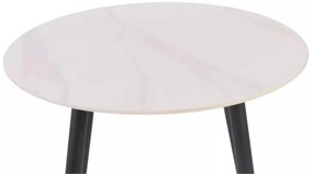 Kerek étkezőasztal RION 90 cm kerámialappal, fehér márvány