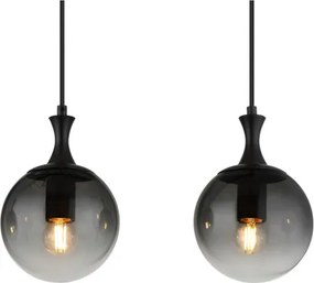 Globo 15885-4H Függeszték fém fekete matt, füstszínű üveg búra, fekete PVC kábel, magassága lerövidíthető, HxSzxM: 900x150x1300mm, 4x E27 ILLU 10W 230V izzók nélkül
