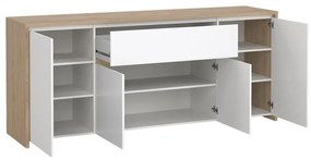 Fehér-natúr színű komód tölgyfa dekorral 197x84x48 cm Next – Tvilum