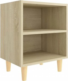 vidaXL tölgyszínű éjjeliszekrény tömör fa lábakkal 40 x 30 x 50 cm